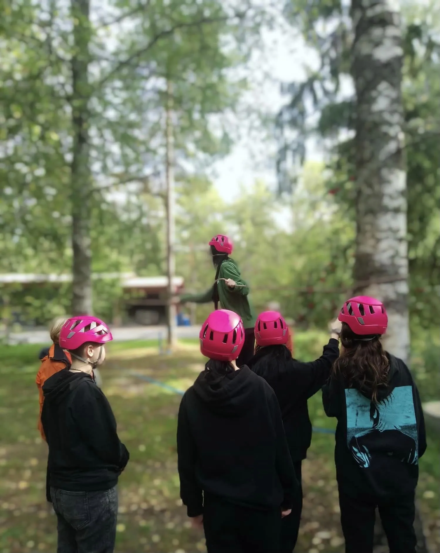 Młodzież w parku linowym